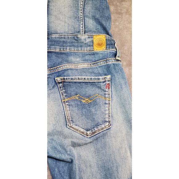 REPLAY Women's Sz 26 Vintage Style Denim Overalls Distressed Details Blue Light - Picture 9 of 10